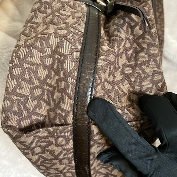 DKNY brown canvas leather Hobo bag fair used condition - Picture 11 of 16